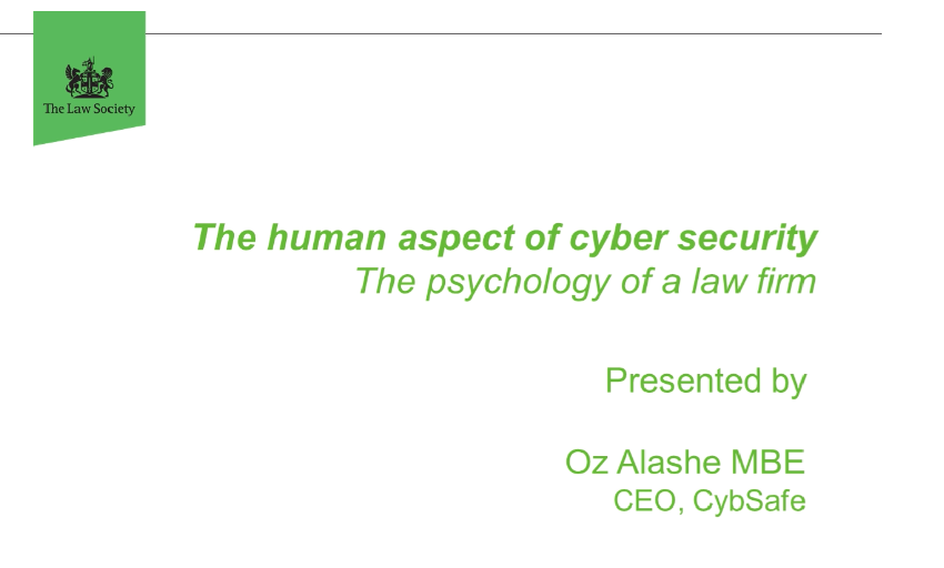 Law Society Webinar — The human aspect of cyber security