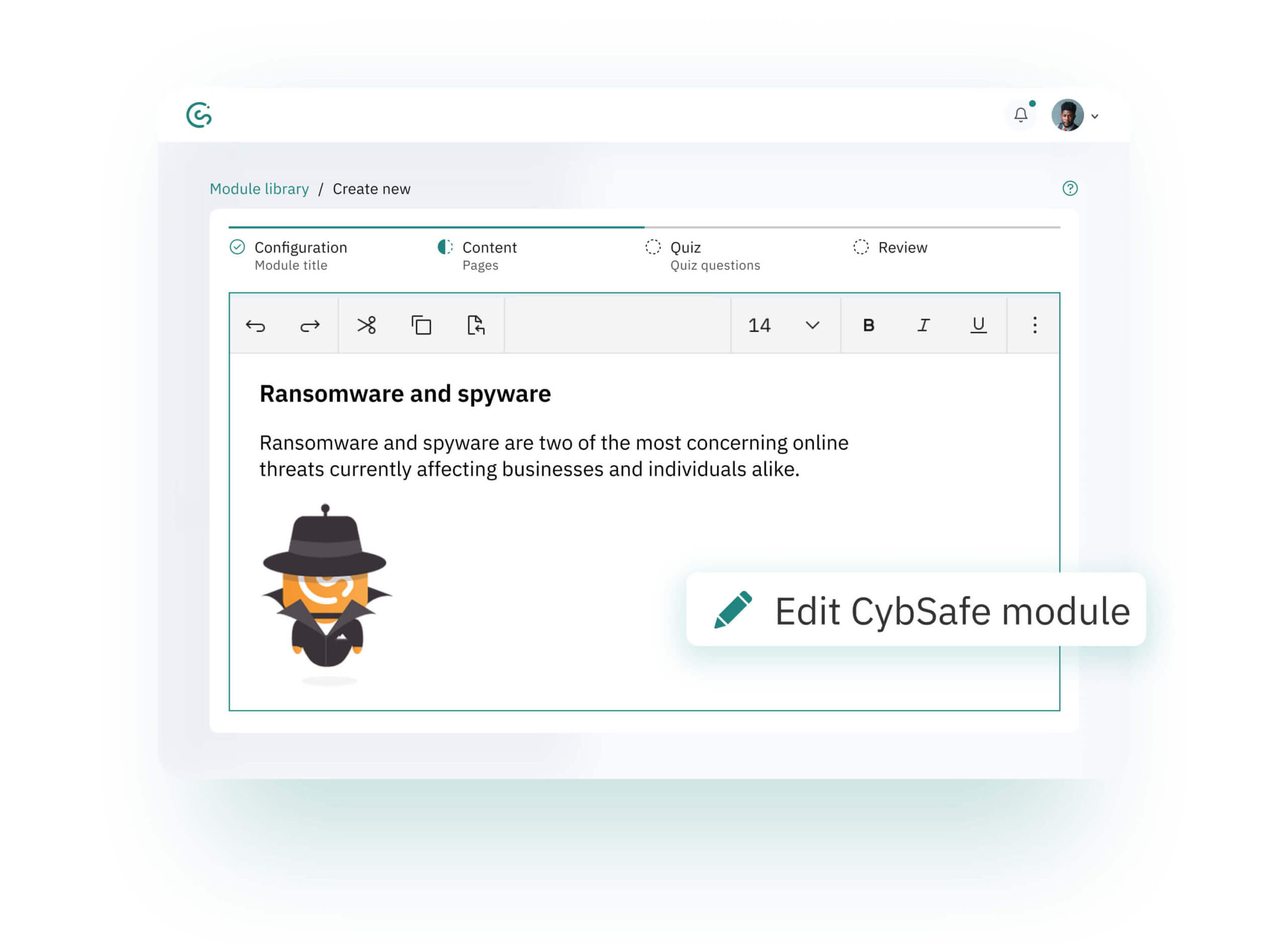 Spring release 2024 - Module builder - edit official CybSafe modules